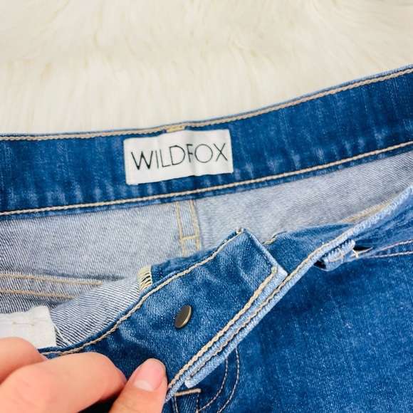 Wild fox Hello Legs Blue Distressed Raw Hem Denim Short Jeans Shorts - Picture 7 of 7